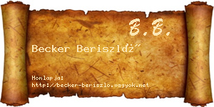 Becker Beriszló névjegykártya